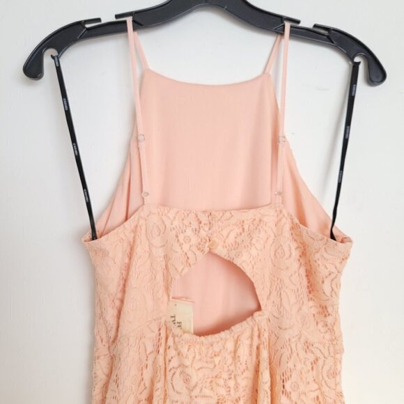 NEW Forever 21 Blush Pink Floral Lace Sleeveless Keyhole Back Dress Size Small - Picture 7 of 17